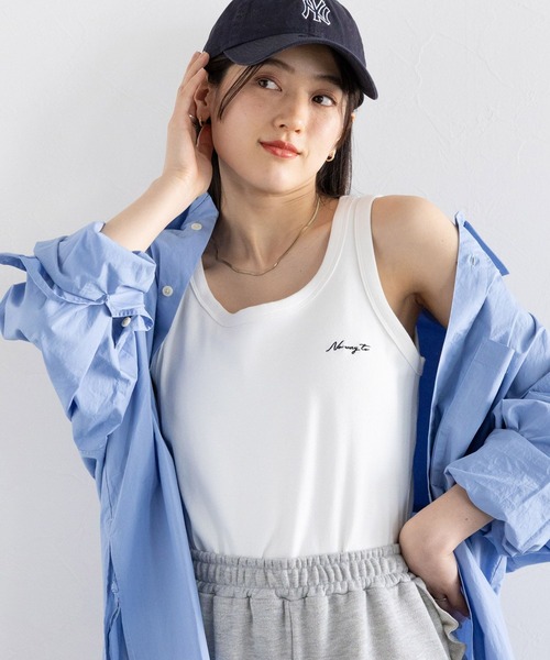 RAGEBLUE(レイジブルー)の「ワンポイント刺繍リブタンクトップ(タンクトップ・レディース・ホワイト/グレー×ホワイト・FREE)」の6枚目の写真