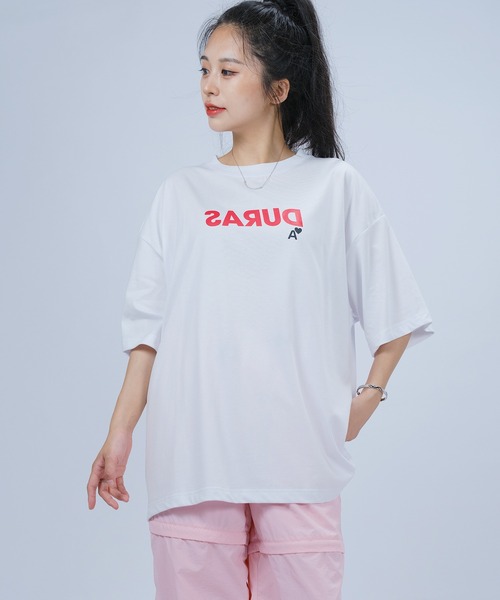 DURAS(デュラス)の「反転ロゴオーバーTシャツ(Tシャツ/カットソー・レディース・ホワイト×レッド/ホワイト×ゴールド/ホワイト×ブラック・SMALL/MEDIUM)」の5枚目の写真