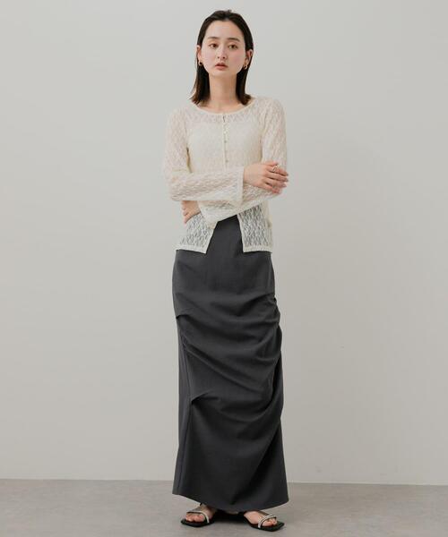 SENSE OF PLACE by URBAN RESEARCH(センスオブプレイスバイアーバンリサーチ)の「ボートネックレースカーディガン(カーディガン/ボレロ・レディース・ブラック/アイボリー/ベージュ・ONE)」の10枚目の写真