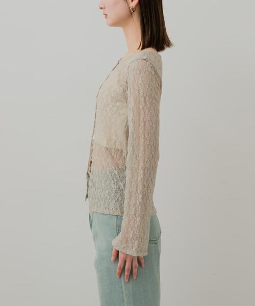 SENSE OF PLACE by URBAN RESEARCH(センスオブプレイスバイアーバンリサーチ)の「ボートネックレースカーディガン(カーディガン/ボレロ・レディース・ブラック/アイボリー/ベージュ・ONE)」の15枚目の写真