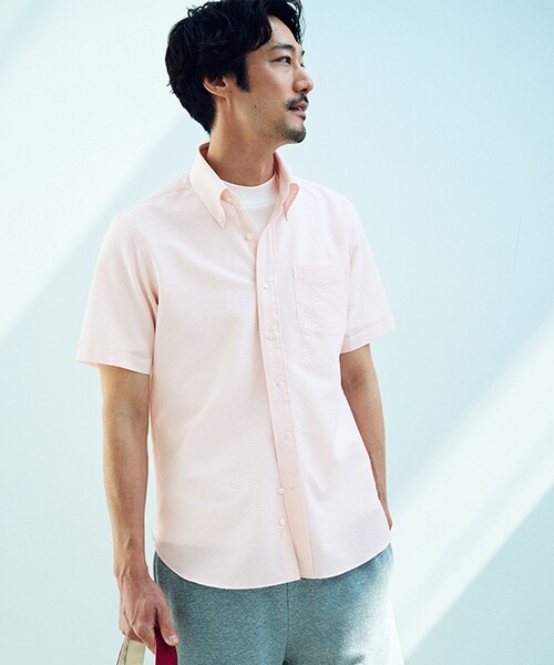 J.PRESS（ジェイプレス）の「過酷な夏を乗り切るマストな1着！【 高通気性 / 軽量 / ノンアイロン / 撥水】【BEAT HEAT SYSTEM】半袖ドレスシャツ / B.D.（ビジネスシャツ・メンズ・ホワイト系/ネイビー系3/パープル系3/サックスブルー系1/ピンク系1/ネイビー系1・MEDIUM/LARGE/X-LARGE/SMALL）」の6枚目の写真