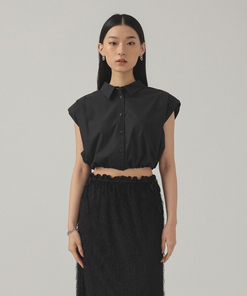 Ray BEAMS(レイビームス)の「ショルダーパッド フレンチスリーブ シャツ(シャツ/ブラウス・レディース・ホワイト/ブラック・ONE SIZE)」の1枚目の写真