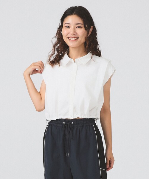 Ray BEAMS(レイビームス)の「ショルダーパッド フレンチスリーブ シャツ(シャツ/ブラウス・レディース・ホワイト/ブラック・ONE SIZE)」の5枚目の写真