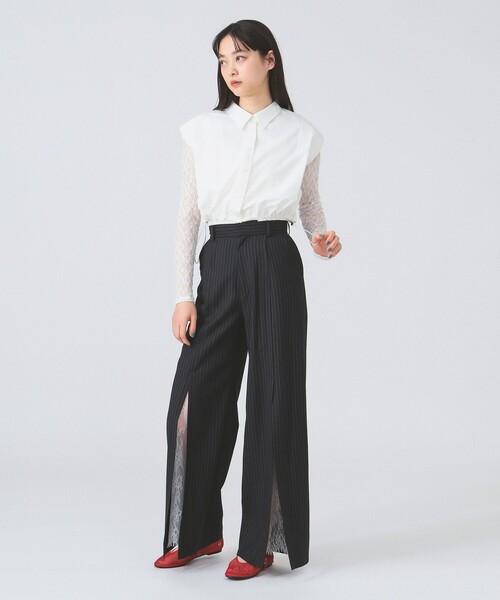 Ray BEAMS(レイビームス)の「ショルダーパッド フレンチスリーブ シャツ(シャツ/ブラウス・レディース・ホワイト/ブラック・ONE SIZE)」の8枚目の写真