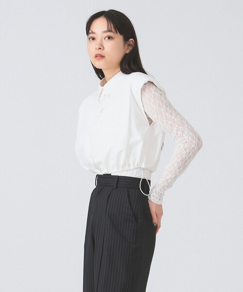 Ray BEAMS(レイビームス)の「ショルダーパッド フレンチスリーブ シャツ(シャツ/ブラウス・レディース・ホワイト/ブラック・ONE SIZE)」の9枚目の写真