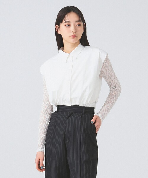 Ray BEAMS(レイビームス)の「ショルダーパッド フレンチスリーブ シャツ(シャツ/ブラウス・レディース・ホワイト/ブラック・ONE SIZE)」の11枚目の写真