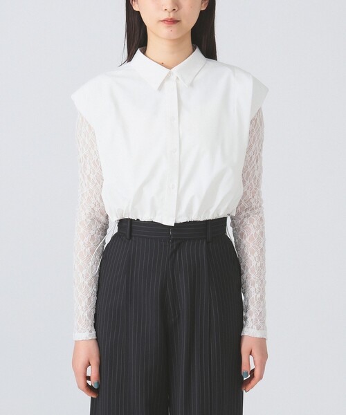 Ray BEAMS(レイビームス)の「ショルダーパッド フレンチスリーブ シャツ(シャツ/ブラウス・レディース・ホワイト/ブラック・ONE SIZE)」の19枚目の写真