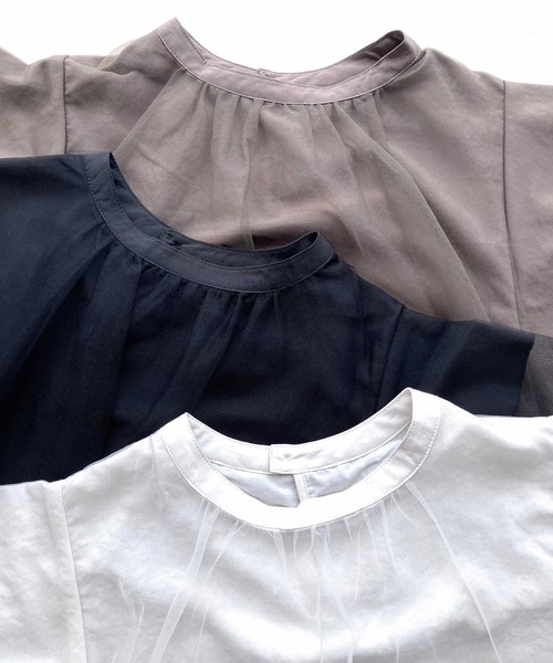 Q(キュー)の「フレアスリーブブラウス(シャツ/ブラウス・レディース・オリーブ/ブラック/オフホワイト・MEDIUM)」の8枚目の写真