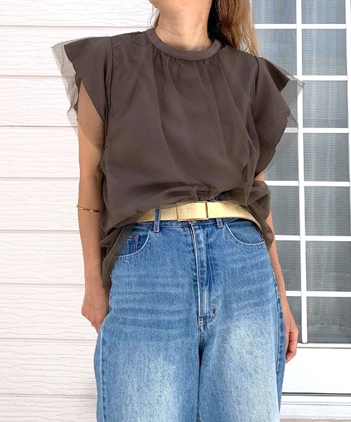 Q(キュー)の「フレアスリーブブラウス(シャツ/ブラウス・レディース・オリーブ/ブラック/オフホワイト・MEDIUM)」の21枚目の写真