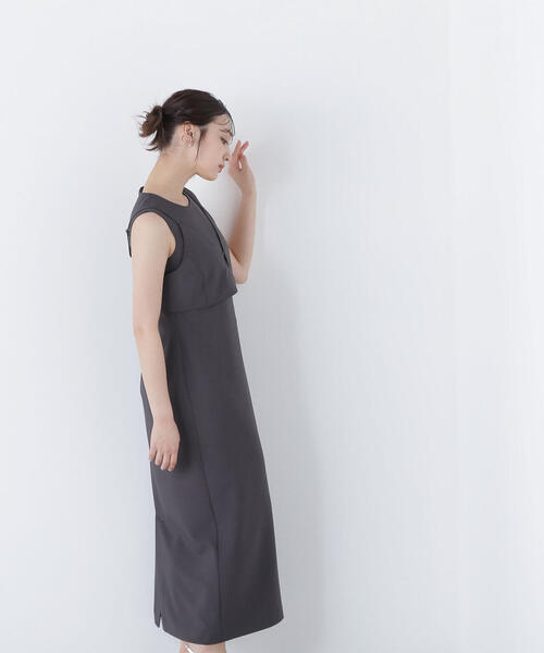 NATURAL BEAUTY BASIC(ナチュラルビューティーベーシック)の「◇ビスチェレイヤードナローワンピース(ワンピース・レディース・ベージュ/チャコールグレー・P/S/MEDIUM)」の6枚目の写真