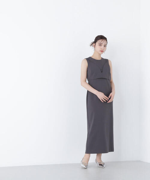 NATURAL BEAUTY BASIC(ナチュラルビューティーベーシック)の「◇ビスチェレイヤードナローワンピース(ワンピース・レディース・ベージュ/チャコールグレー・P/S/MEDIUM)」の7枚目の写真