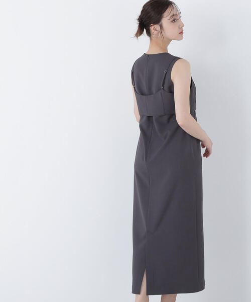 NATURAL BEAUTY BASIC(ナチュラルビューティーベーシック)の「◇ビスチェレイヤードナローワンピース(ワンピース・レディース・ベージュ/チャコールグレー・P/S/MEDIUM)」の8枚目の写真