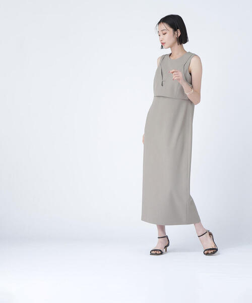 NATURAL BEAUTY BASIC(ナチュラルビューティーベーシック)の「◇ビスチェレイヤードナローワンピース(ワンピース・レディース・ベージュ/チャコールグレー・P/S/MEDIUM)」の14枚目の写真