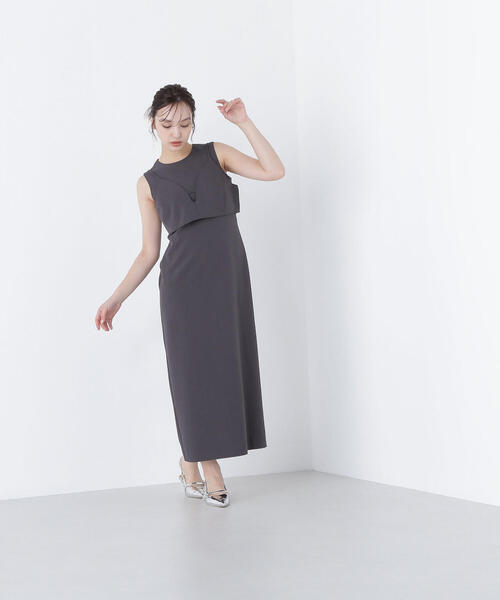 NATURAL BEAUTY BASIC(ナチュラルビューティーベーシック)の「◇ビスチェレイヤードナローワンピース(ワンピース・レディース・ベージュ/チャコールグレー・P/S/MEDIUM)」の1枚目の写真