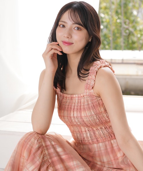 ASTORIA ODIER(アストリアオディール)の「チェックシャーリングバルーンキャミワンピース(ワンピース・レディース・ラベンダー/レッド・MEDIUM)」の14枚目の写真