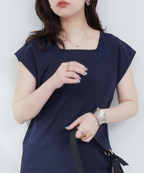23区　レース　花柄　Tシャツ 楽天市場】【店内全品SALE】 花柄 袖レース 刺繍 カットソー T