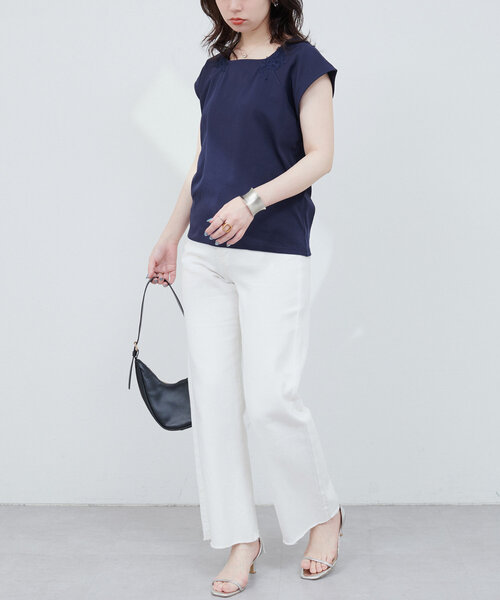 natural couture(ナチュラルクチュール)の「【WEB限定】花柄レーススクエアネックTシャツ(Tシャツ/カットソー・レディース・ピンク/オフホワイト/ミント/ネイビー・FREE)」の18枚目の写真