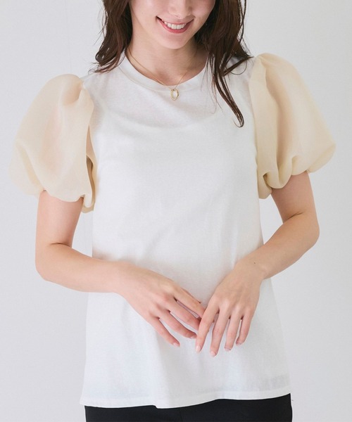 Jayro(ジャイロ)の「シアー袖ブラウス(Tシャツ/カットソー・レディース・ホワイト系その他/ブルー/ブラック・M)」の2枚目の写真