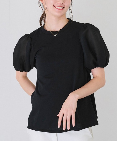 Jayro(ジャイロ)の「シアー袖ブラウス(Tシャツ/カットソー・レディース・ホワイト系その他/ブルー/ブラック・M)」の3枚目の写真