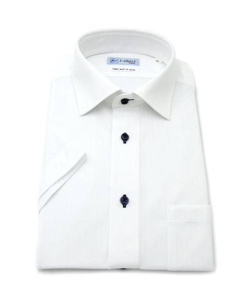 HARUYAMA(ハルヤマ)の「WEB限定【完全ノーアイロン】半袖 アイシャツ セミワイド ストレッチ ストライプ i-shirt 春夏(ビジネスシャツ・メンズ・ホワイト/サックスブルー・S/M/L/LL/3L)」の1枚目の写真