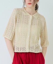 Settimissimo | ハーフ スリーブ 透かし編み ニット シャツ(ニット/セーター)