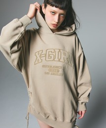 X-girl(GbNXK[)COLLEGE LOGO DRAWSTRING SWEAT DRESS(s[X)