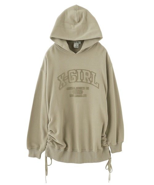 X-girl（エックスガール）の「COLLEGE LOGO DRAWSTRING SWEAT DRESS（ワンピース・レディース・チャコール/ベージュ/パープル・S/M）」の10枚目の写真