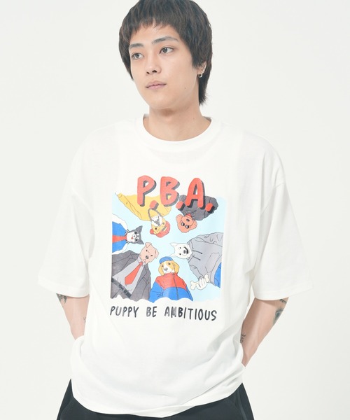 CORISCO（コリスコ）の「アニマルヒップホップ柄Tシャツ(M1)（Tシャツ/カットソー・メンズ・オートミール/ホワイト系1/ブラック系2/グレー系1/ブラック系1/グレー系2/ホワイト系2/キナリ・LARGE/MEDIUM/X-LARGE）」の4枚目の写真