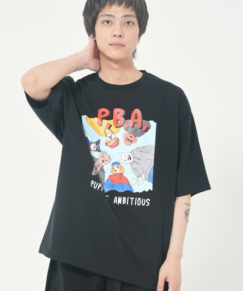 CORISCO（コリスコ）の「アニマルヒップホップ柄Tシャツ(M1)（Tシャツ/カットソー・メンズ・オートミール/ホワイト系1/ブラック系2/グレー系1/ブラック系1/グレー系2/ホワイト系2/キナリ・LARGE/MEDIUM/X-LARGE）」の6枚目の写真