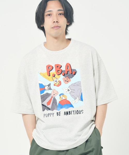 CORISCO（コリスコ）の「アニマルヒップホップ柄Tシャツ(M1)（Tシャツ/カットソー・メンズ・オートミール/ホワイト系1/ブラック系2/グレー系1/ブラック系1/グレー系2/ホワイト系2/キナリ・LARGE/MEDIUM/X-LARGE）」の2枚目の写真