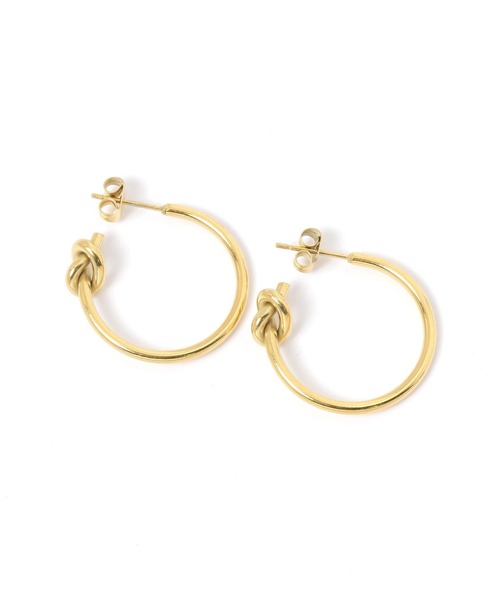 BAYFLOW（ベイフロー）の「ステンレスノットフープピアス（ピアス（両耳用）・レディース・イエロー/ライトグレー・FREE）」の2枚目の写真