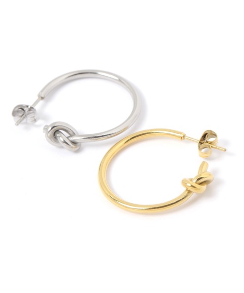 BAYFLOW（ベイフロー）の「ステンレスノットフープピアス（ピアス（両耳用）・レディース・イエロー/ライトグレー・FREE）」の3枚目の写真