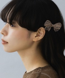 りぼん バレッタ ブラック　2点セット 楽天市場】サテンオーガンジー リボン ネット付き バレッタ(1コ