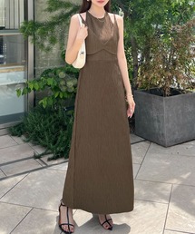PLEATS PLEASE ワンピース こげ茶 2203224E0019 NACHU＆DIARY （ネコポス配送） キャミソールワンピース ロング