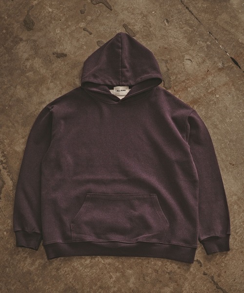 ALL RUNS（オールランズ）の「ヴィンテージ加工 カンガルーポケットフーディー（パーカー・メンズ・レッド/ブラック/パープル/ブラウン・L/M/XL）」の4枚目の写真