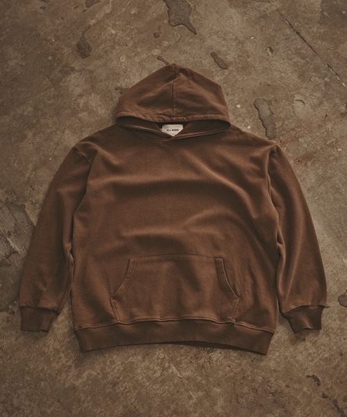 ALL RUNS（オールランズ）の「ヴィンテージ加工 カンガルーポケットフーディー（パーカー・メンズ・レッド/ブラック/パープル/ブラウン・L/M/XL）」の3枚目の写真