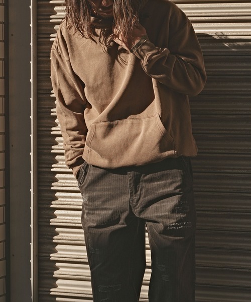 ALL RUNS（オールランズ）の「ヴィンテージ加工 カンガルーポケットフーディー（パーカー・メンズ・レッド/ブラック/パープル/ブラウン・L/M/XL）」の10枚目の写真