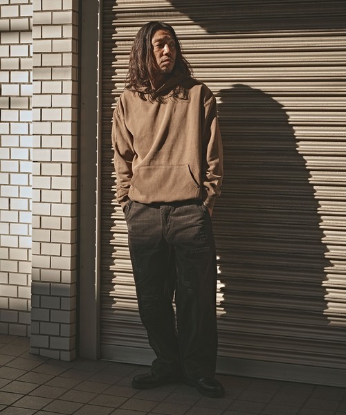 ALL RUNS（オールランズ）の「ヴィンテージ加工 カンガルーポケットフーディー（パーカー・メンズ・レッド/ブラック/パープル/ブラウン・L/M/XL）」の11枚目の写真