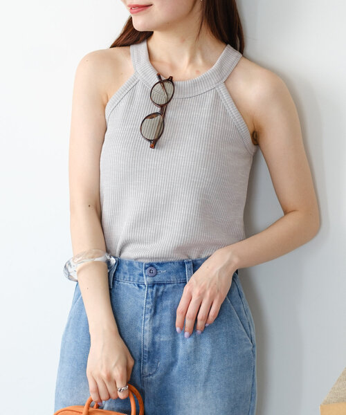 Kastane（カスタネ）の「【カップ取り外し可】B カップ付きホルターネックキャミ（キャミソール・レディース・ブラック/オフホワイト/グレー・FREE）」の3枚目の写真