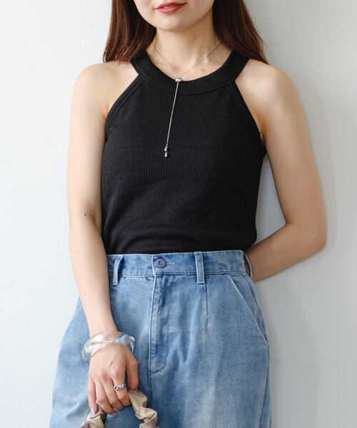 Kastane（カスタネ）の「【カップ取り外し可】B カップ付きホルターネックキャミ（キャミソール・レディース・ブラック/オフホワイト/グレー・FREE）」の2枚目の写真