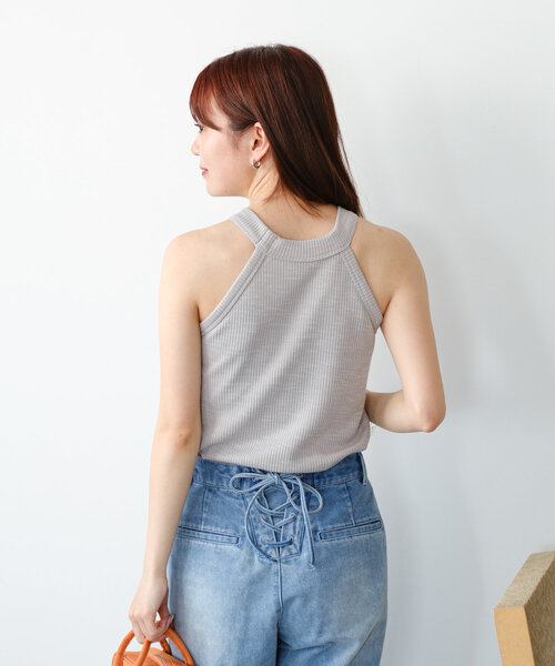 Kastane（カスタネ）の「【カップ取り外し可】B カップ付きホルターネックキャミ（キャミソール・レディース・ブラック/オフホワイト/グレー・FREE）」の16枚目の写真