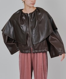 DOLLUPOOPS | 合皮ケープライクブルゾン(ライダースジャケット)