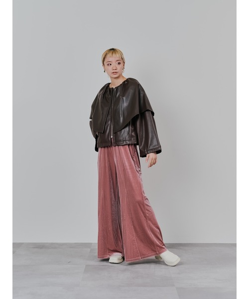 DOLLUPOOPS（ドールアップウップス）の「合皮ケープライクブルゾン（ライダースジャケット・レディース・ブラック/ブラウン・38）」の3枚目の写真