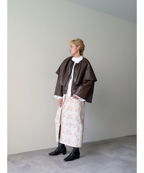 DOLLUPOOPS（ドールアップウップス）の「合皮ケープライクブルゾン（ライダースジャケット・レディース・ブラック/ブラウン・38）」の17枚目の写真