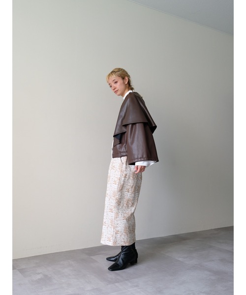 DOLLUPOOPS（ドールアップウップス）の「合皮ケープライクブルゾン（ライダースジャケット・レディース・ブラック/ブラウン・38）」の18枚目の写真