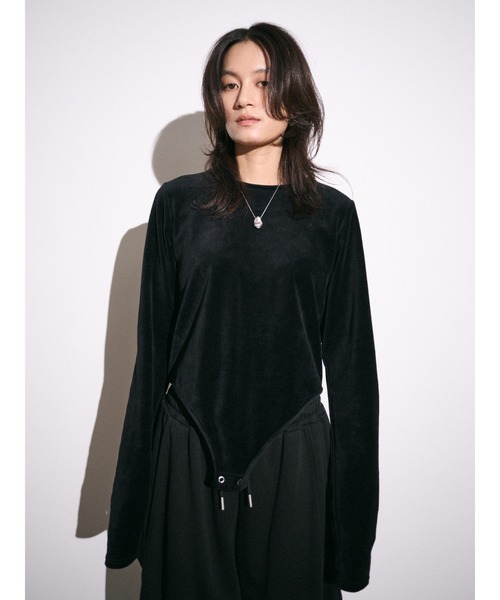 Htage（テージ）の「【Htage】バックオープンデザインロングスリーブTee（Tシャツ/カットソー・レディース・ブラック/ブルー/ヘザーグレー・FREE）」の4枚目の写真