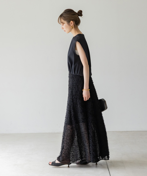 ノーブル　スカート セール】《追加》スラブオックスロングサロペットスカート 2