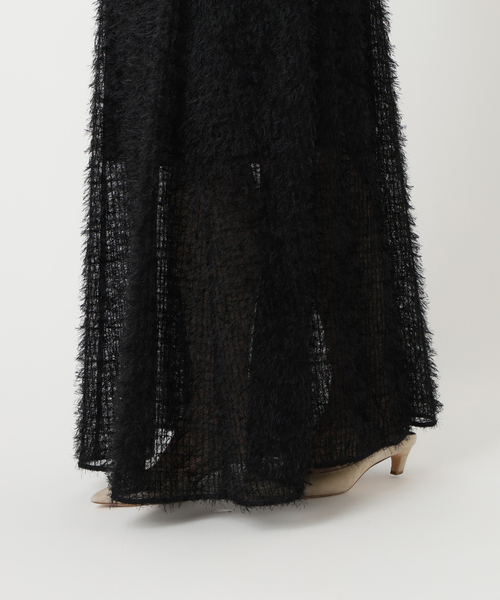 【NOBLE】フェザーチュールフレアスカート　ブラック ノーブル NOBLE フェザーチュールフレアスカート （ブラック