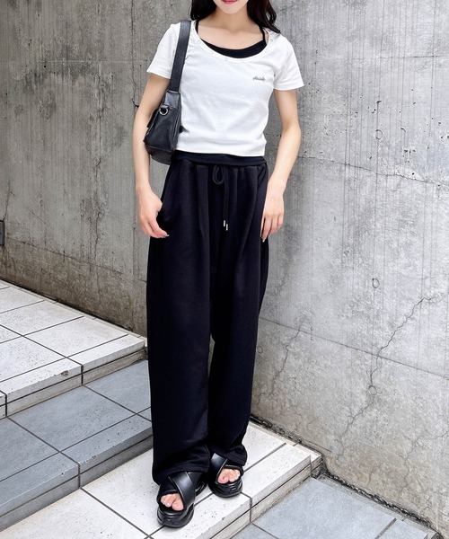 INGNI(イング)の「プレート付ハトメレイヤードリブトップス(Tシャツ/カットソー・レディース・ホワイト×ブラック/ブラウン系その他4/ブラック×グレー・M)」の15枚目の写真