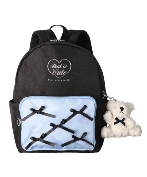 Kids Foret（キッズフォーレ）の「くまマスコット付リュック（バックパック/リュック・キッズ・ラベンダー/ブラック・L/M）」の5枚目の写真